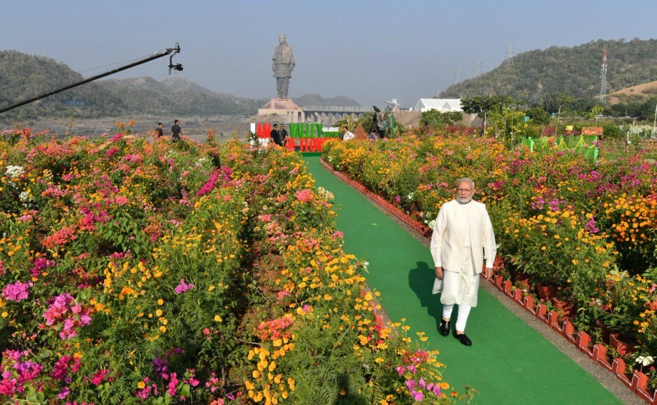 The monument was conceptualised by Modi during his tenure as Gujarat chief minister and he had laid the foundation stone for it in 2013. AP The monument was conceptualised by Modi during his tenure as Gujarat chief minister and he had laid the foundation stone for it in 2013. AP